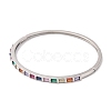 Brass Pave Colorful Glass Hinged Bangles for Women BJEW-S147-21D-P-2
