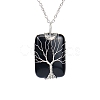 Natural Obsidian Pendant Necklace with Brass Cable Chains PW23042508161-1