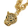 Brass Micro Pave Cubic Zirconia Leopard Pendant Cable Chain Necklaces NJEW-K385-01A-02-2