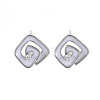 Brass Micro Pave Clear Cubic Zirconia Stud Earring Findings with Enamel KK-S356-624P-NF-2