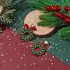 Glass Pearl Braided Christmas Wreath Dangle Stud Earrings EJEW-TA00082-3