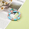 Polymer Clay Heishi Beads Stretch Bracelets Sets for Valentine's Day BJEW-JB06298-01-12