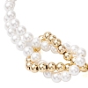 4mm Round Pearl Shell & Brass 2-Strand Beaded Bracelets for Women BJEW-JB10554-3