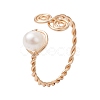 Round Natural Cultured Freshwater Pearl Beads Finger Rings RJEW-JR00776-1