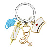 Mask & Nurse Cap & Injection Syringe & Stethoscope Enamel Pendant Keychain KEYC-YW0001-09D-1