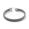 Non-Tarnish 304 Stainless Steel Flat Mesh Chains Shape Open Cuff Bangle for Women BJEW-C0033-04P-2