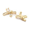 Brass Micro Pave Clear Cubic Zirconia Charms KK-C054-04G-2