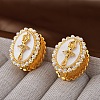 Oval with Ballerina Girl Brass Micro Pave Clear Cubic Zirconia Hoop Earrings for Women EJEW-Q391-36G-1