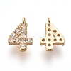 Brass Micro Pave Clear Cubic Zirconia Charms ZIRC-L075-60A-04G-1