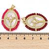 Rack Plating Brass Pave Shell Blessed Virgin Mary Oval Pendants KK-U032-04G-3