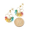 Flower Colorful Glass Beads Dangle Earrings for Girl Women X1-EJEW-TA00010-4