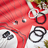 ANATTASOUL Valentine's Day Heart & Yin Yang & Rectangle Alloy Pendant Necklaces & Link Bracelet & Natural Lava Rock Stretch Bracelets SJEW-AN0001-39-7