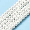 10 Strands Baking Painted Pearlized Glass Pearl Round Bead Strands HY-SZ0001-02B-03-2