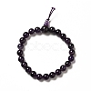 Natural Amethyst Gourd Beaded Stretch Bracelet for Women G-G997-G03-2