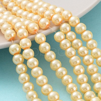 Baking Painted Pearlized Glass Pearl Round Bead Strands HY-Q003-6mm-61-1