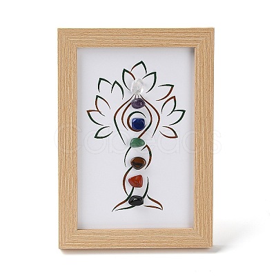 Yoga Tree Gemstone Chakra Picture Frame Stand DJEW-F021-08-1