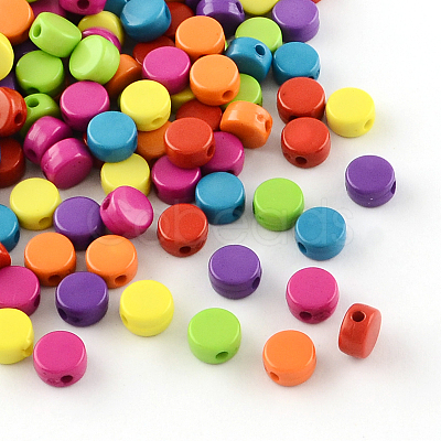 Flat Round Opaque Acrylic Beads X-SACR-R889-05-1