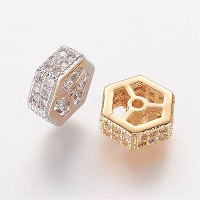 Brass Micro Pave Cubic Zirconia Beads ZIRC-K063-32-1