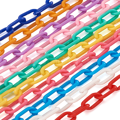 Yilisi 40 Strands 10 Colors Handmade Opaque Acrylic Paperclip Chains KY-YS0001-04-1