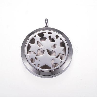 Tarnish Resistant 304 Stainless Steel Diffuser Locket Pendants STAS-N0010-14P-1