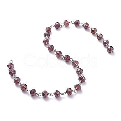 Handmade Electroplate Glass Beaded Chains AJEW-JB00529-01-1