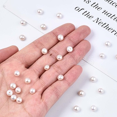 Half Drilled Natural Cultured Freshwater Pearl Beads PEAR-N020-02A-1