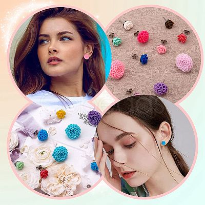 DIY 3D Flower Stud Earring Making Kit DIY-SZ0008-55-1