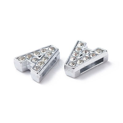 Alloy Initial Slide Charms with Grade A Rhinestones ALRI-R032-A-FF-1