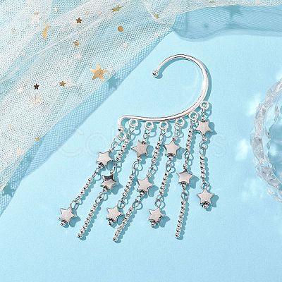 CCB Plastic Star & Alloy Tassel Cuff Earrings for Women EJEW-JE06122-1