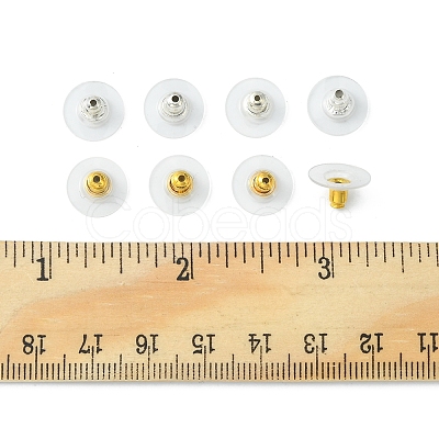 100Pcs 2 Colors Brass Clutch Earring Backs with Pad KK-FS0001-14-1