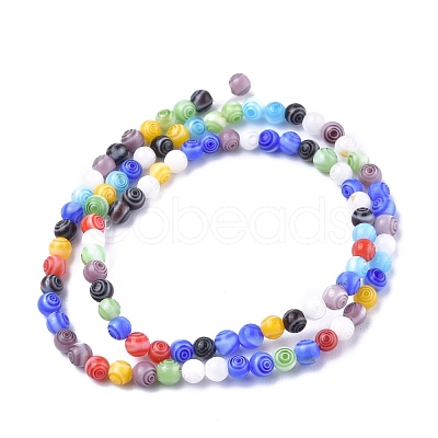 Handmade Millefiori Glass Round Beads Strands X-LK-R004-91-1