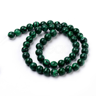 Synthetic Malachite Bead Strands G-Q462-57-10mm-1