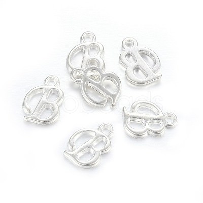 Silver Color Plated Alloy Letter Pendants PALLOY-J718-01S-B-1