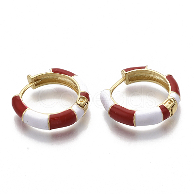 Brass Huggie Hoop Earrings EJEW-S209-08D-1