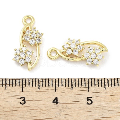 Brass Micro Pave Clear Cubic Zirconia Pendants ZIRC-P120-14G-1