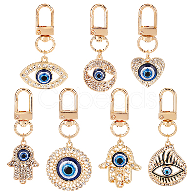 Nbeads 7Pcs 7 Style Evil Eye Resin Pendant Decorations AJEW-NB0003-92-1