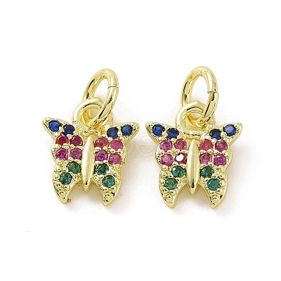 Brass Micro Pave Colorful Cubic Zirconia Charms KK-E068-VF102-1