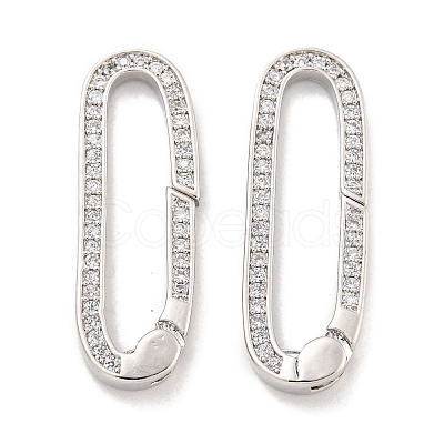 Rack Plating Brass Micro Pave CLear Cubic Zirconia  Spring Gate Clasps KK-Q814-13P-1