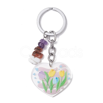 Valentine's Day Acrylic Heart Pendant Keychain KEYC-JKC00991-1