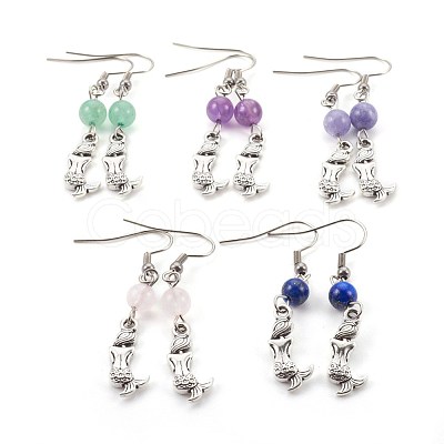 Natural Mixed Stone Dangle Earrings EJEW-JE02887-1