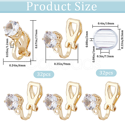 SOFPLATE 32Pcs Brass Clip-on Earring Findings KK-SP0001-26G-1