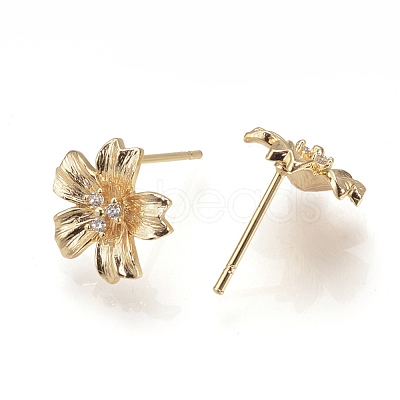 Brass Ear Studs KK-S333-04G-1