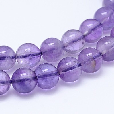 Natural Amethyst Round Bead Strands G-M212-4mm-02A-1