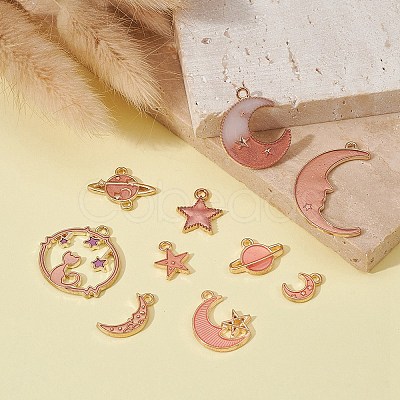 10Pcs 10 Style Alloy Enamel Pendants & Connector Charms ENAM-YW0003-08-1