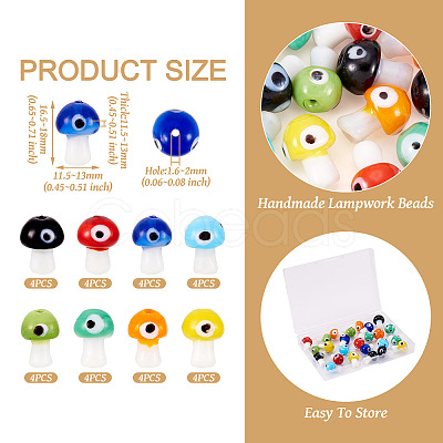 Craftdady 32Pcs 8 Colors Handmade Evil Eye Lampwork Beads LAMP-CD0001-20-1