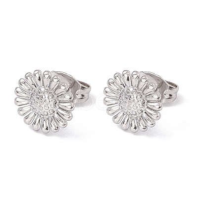 Non-Tarnish 304 Stainless Steel Sunflower Stud Earrings for Women EJEW-G338-05P-1