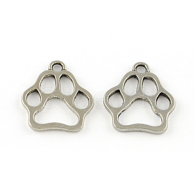 Dog Paw Prints Tibetan Style Alloy Pendants X-TIBEP-R338-01AS-NR-1