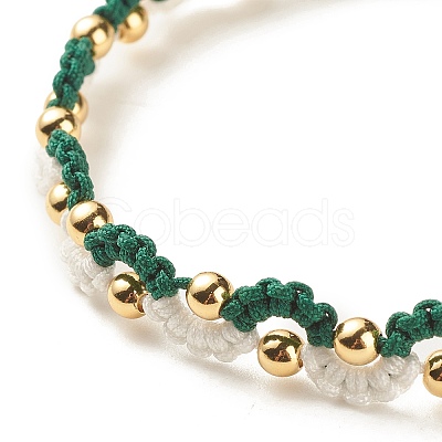 Eye Shape Brass Braided Bead Bracelet BJEW-TA00114-01-1