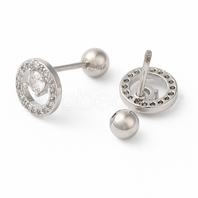 Ring Brass Micro Pave Clear Cubic Zirconia Ear Plug Gauges EJEW-L289-02P-05-1