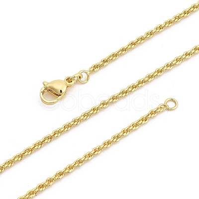 2mm Brass Rope Chain Necklaces for Men Women NJEW-G160-18G-1